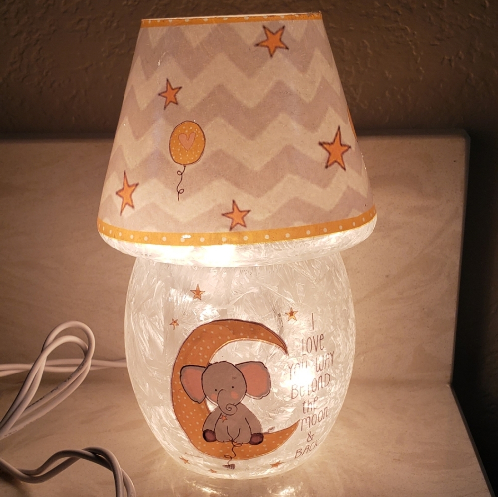 STONY CREEK MOON & STARS LIT VOTIVE W/ SHADE GLASS BABY PRE-LIT  -  MOON